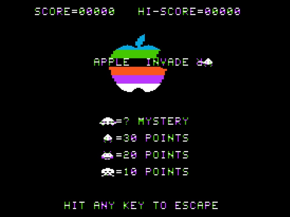 Title Screen of Apple Invader for Apple II